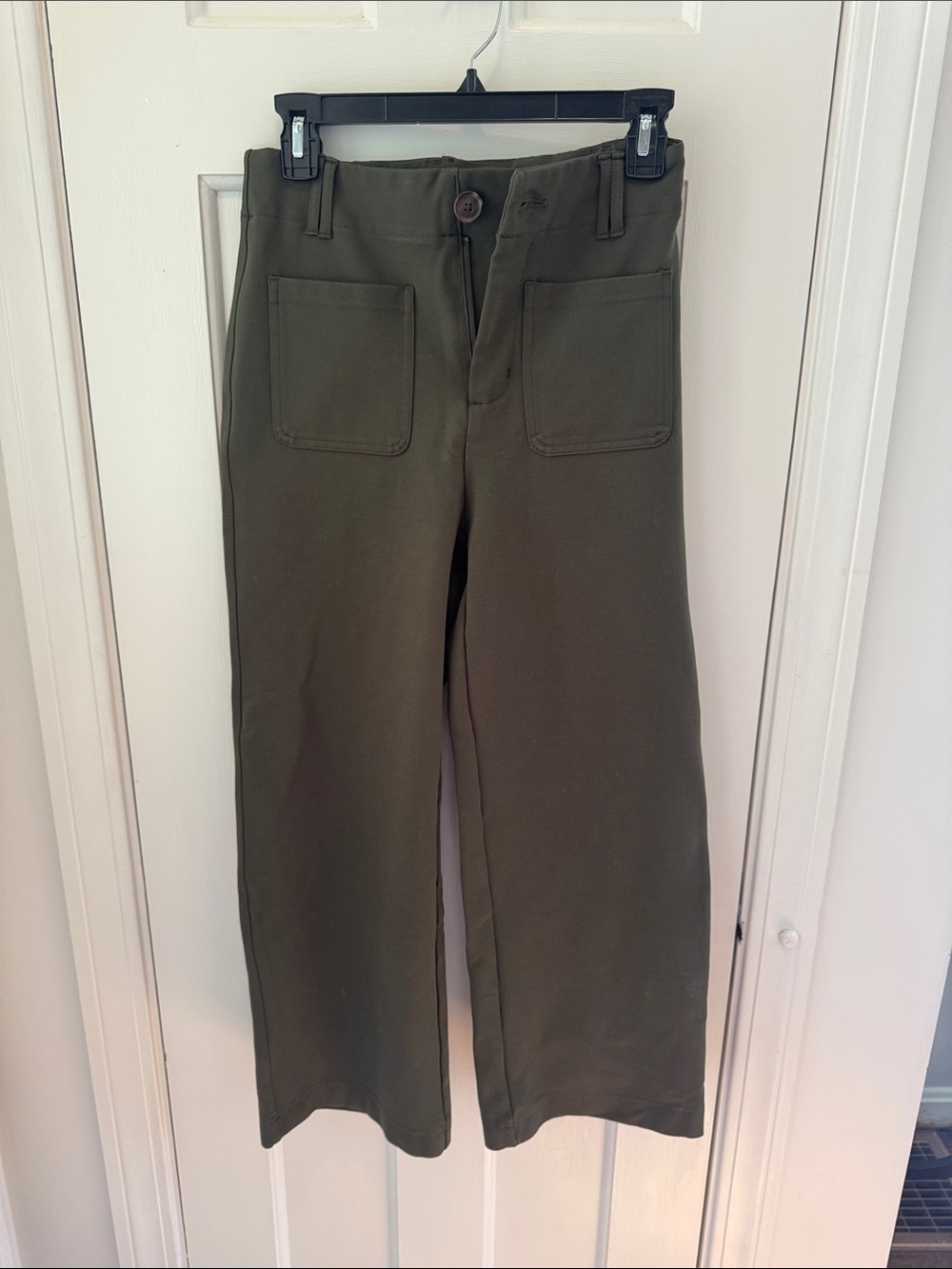 a new day Olive Green Cropped Wide-Leg Pants Knock off Colette